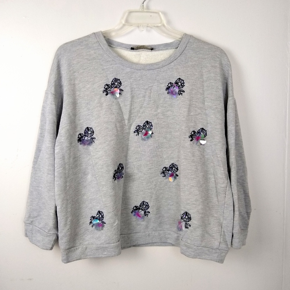 Weekend by MaxMara Gray Embellished Sweatshirt